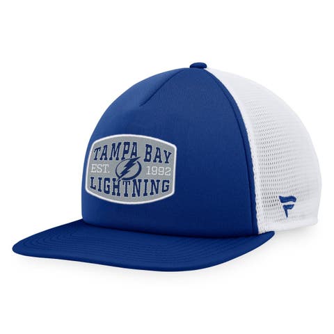Men's Fanatics Branded Blue/White Tampa Bay Lightning Foam Front Patch Trucker Snapback Hat