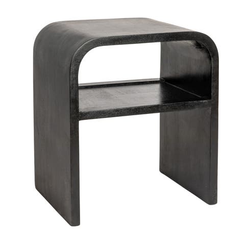 Modern Waterfall Edge End Table with Shelf