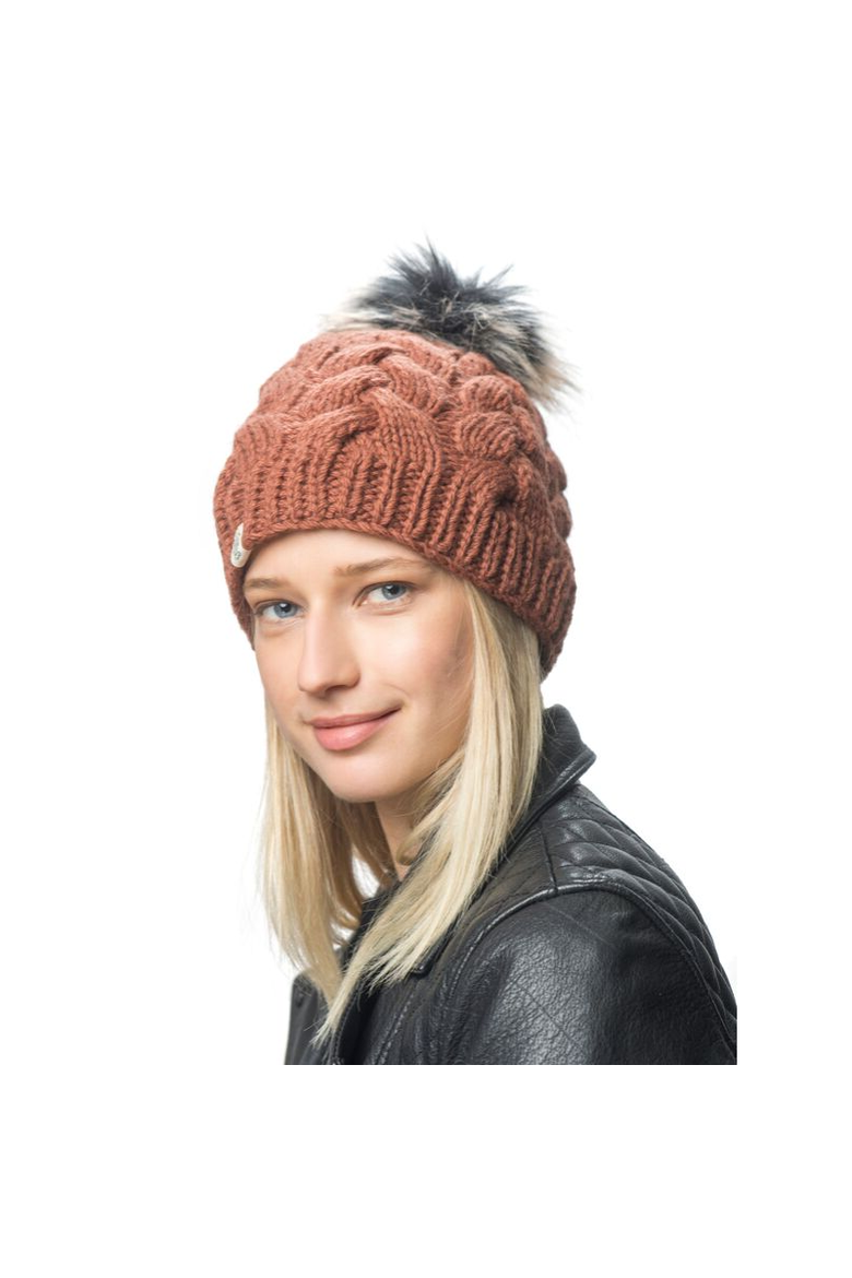 Boheme Cable Beanie w/ Faux Fur Pom, Alternate, color, Smoke