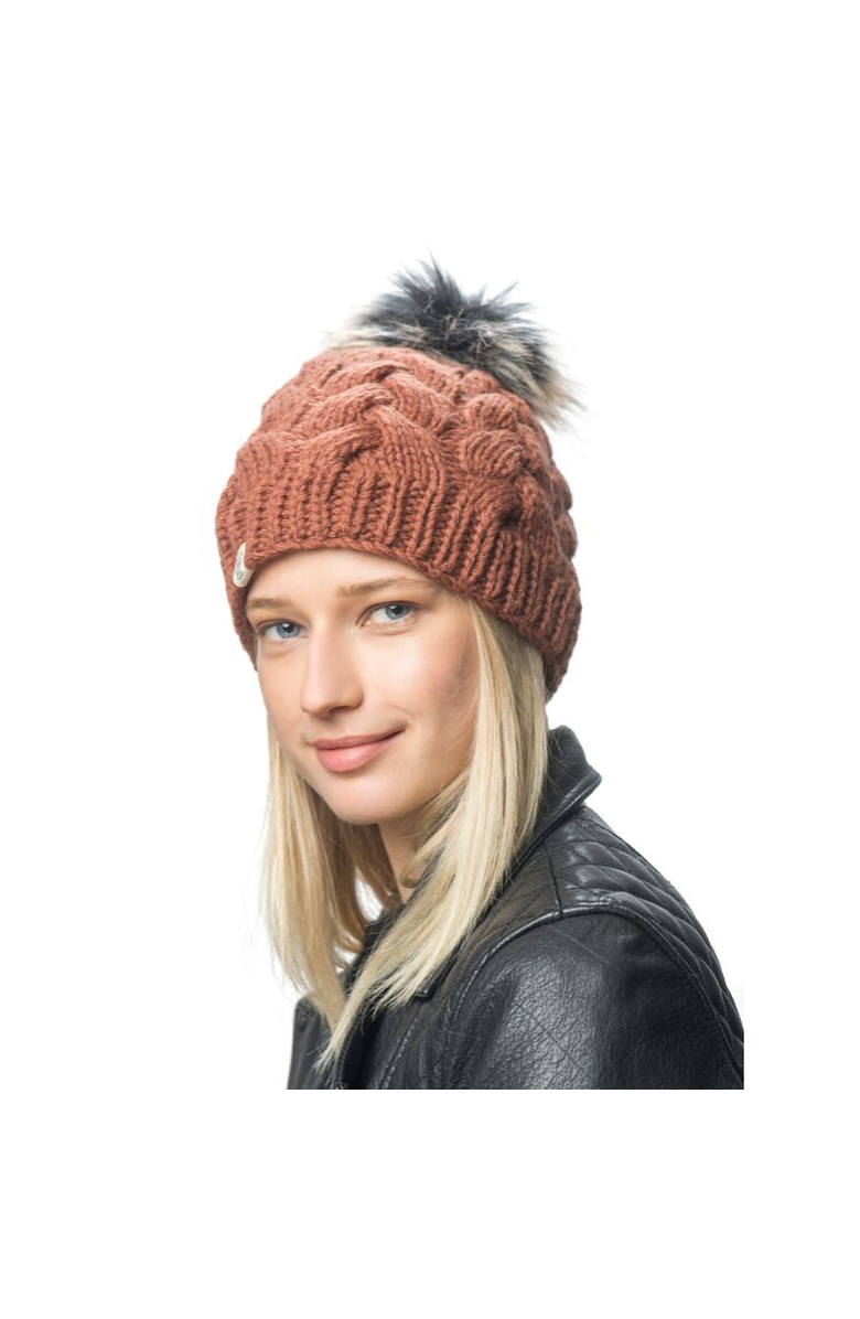 Nirvanna Designs Boheme Cable Beanie w/ Faux Fur Pom, Alternate, color, Black