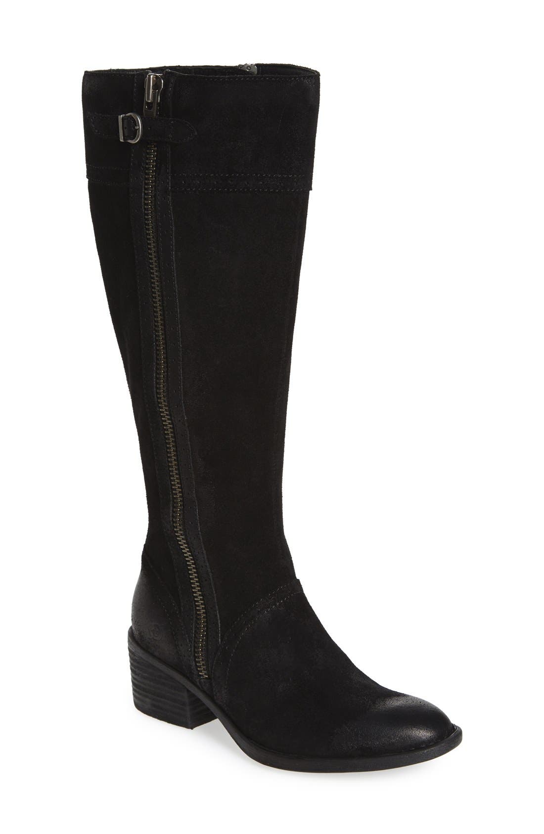 Poly Riding Boot, Main, color, BLACK DISTRESSED LEATHER