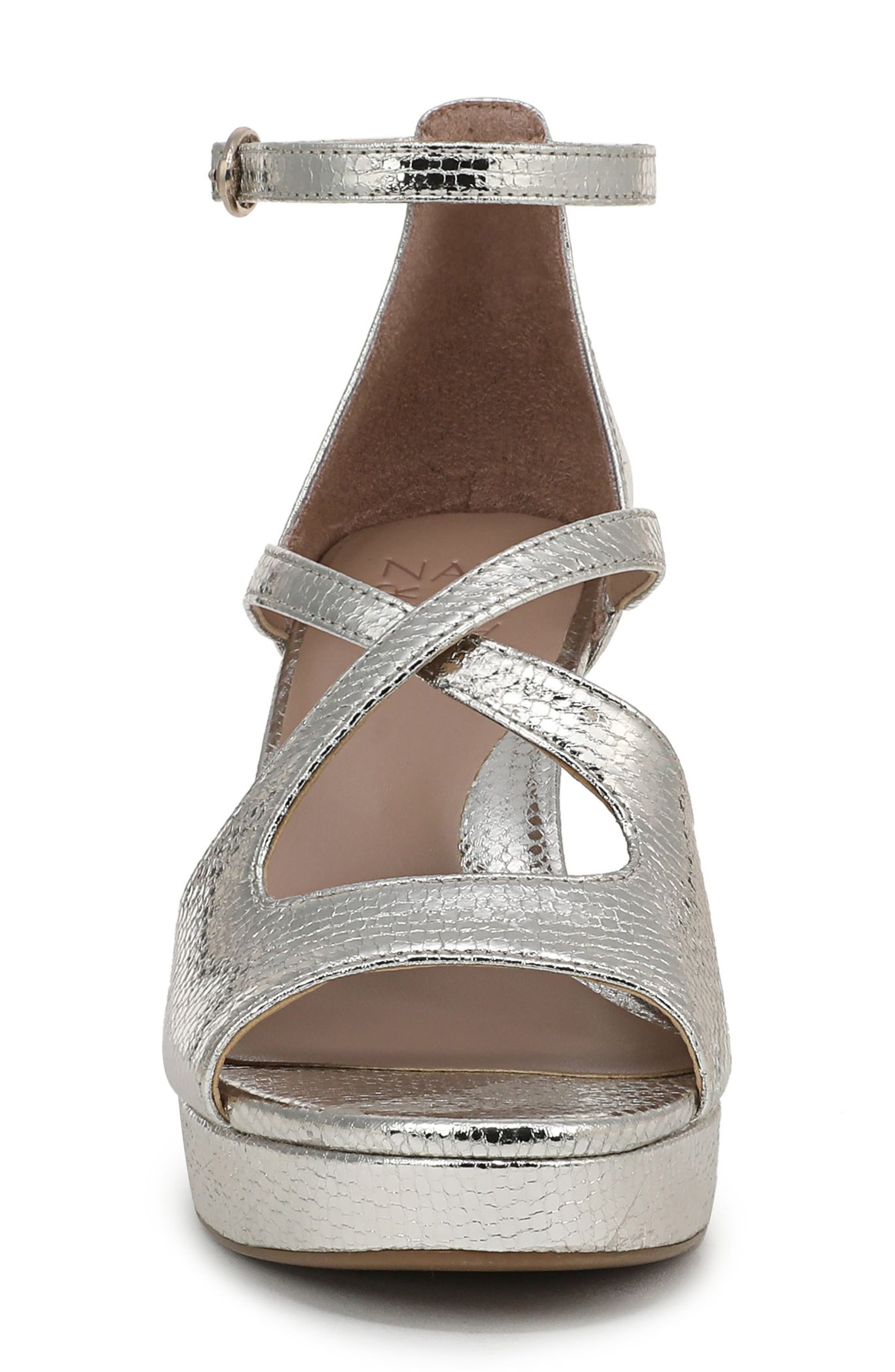 Naturalizer Alicia Platform Sandal, Alternate, color, Silver Sand Faux Leather