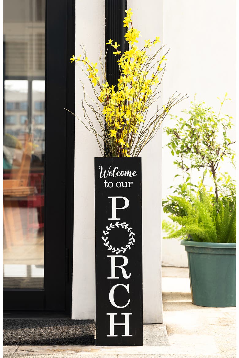 Double Sided Solid Wood Boxed "WELCOME PORCH" Porch Sign, Alternate, color, Black