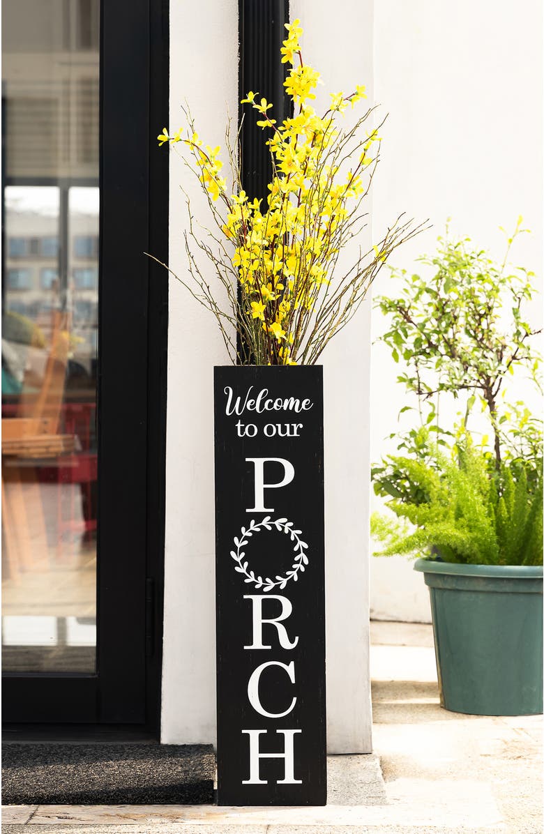 Glitzhome Double Sided Solid Wood Boxed "WELCOME PORCH" Porch Sign, Alternate, color, Black