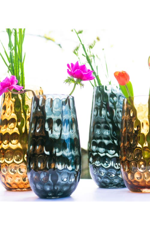 Vietri Bolla Glass Medium Pebbled Vase In Brown