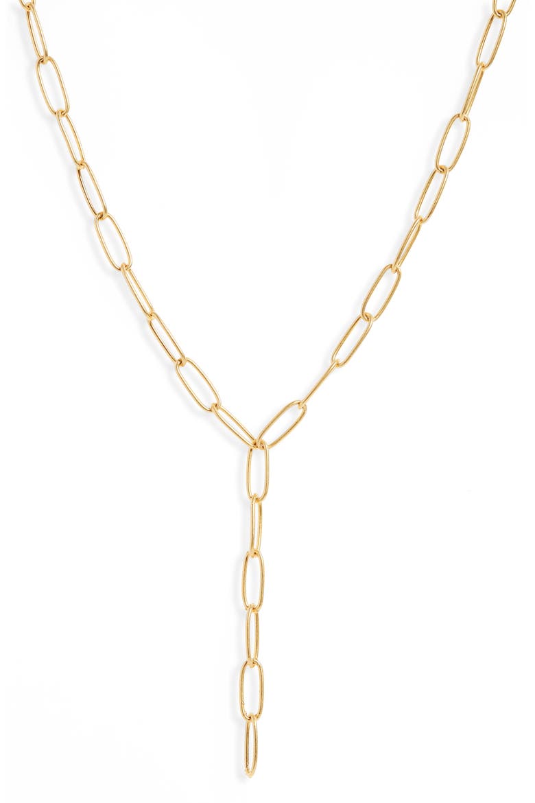 Paper Clip Y-Necklace, Main, color, VINTAGE GOLD