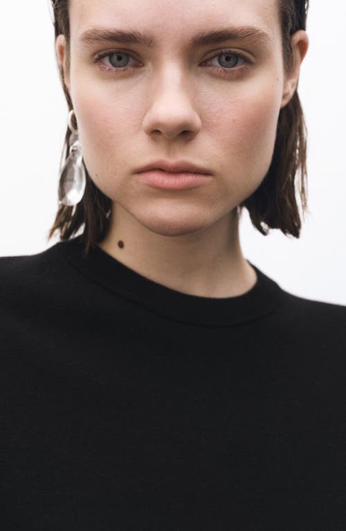 Mango Wool & Cotton Crewneck Sweater In Black