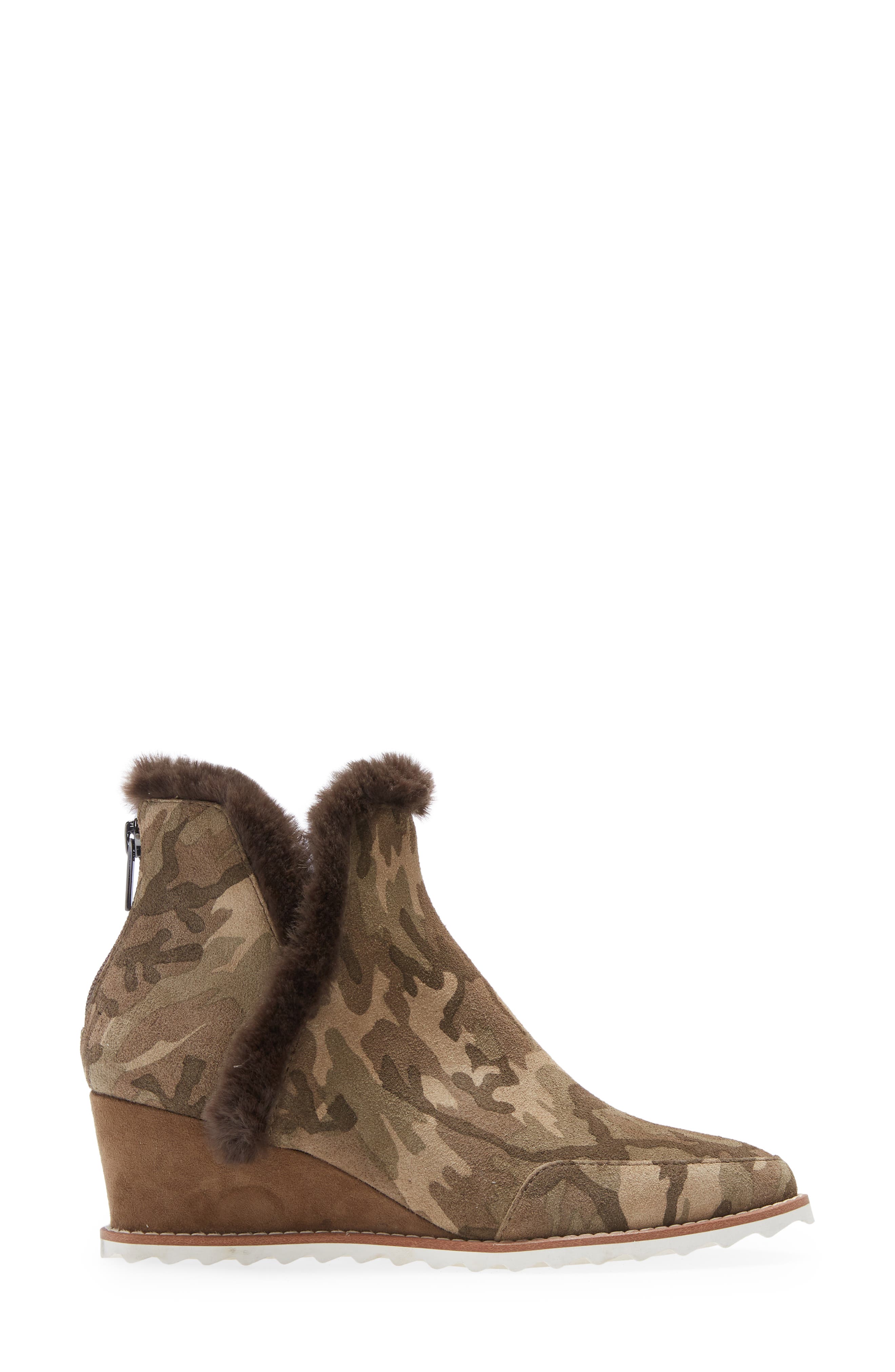 Pelle Moda Erin Faux Fur Trim Wedge Bootie, Alternate, color, 