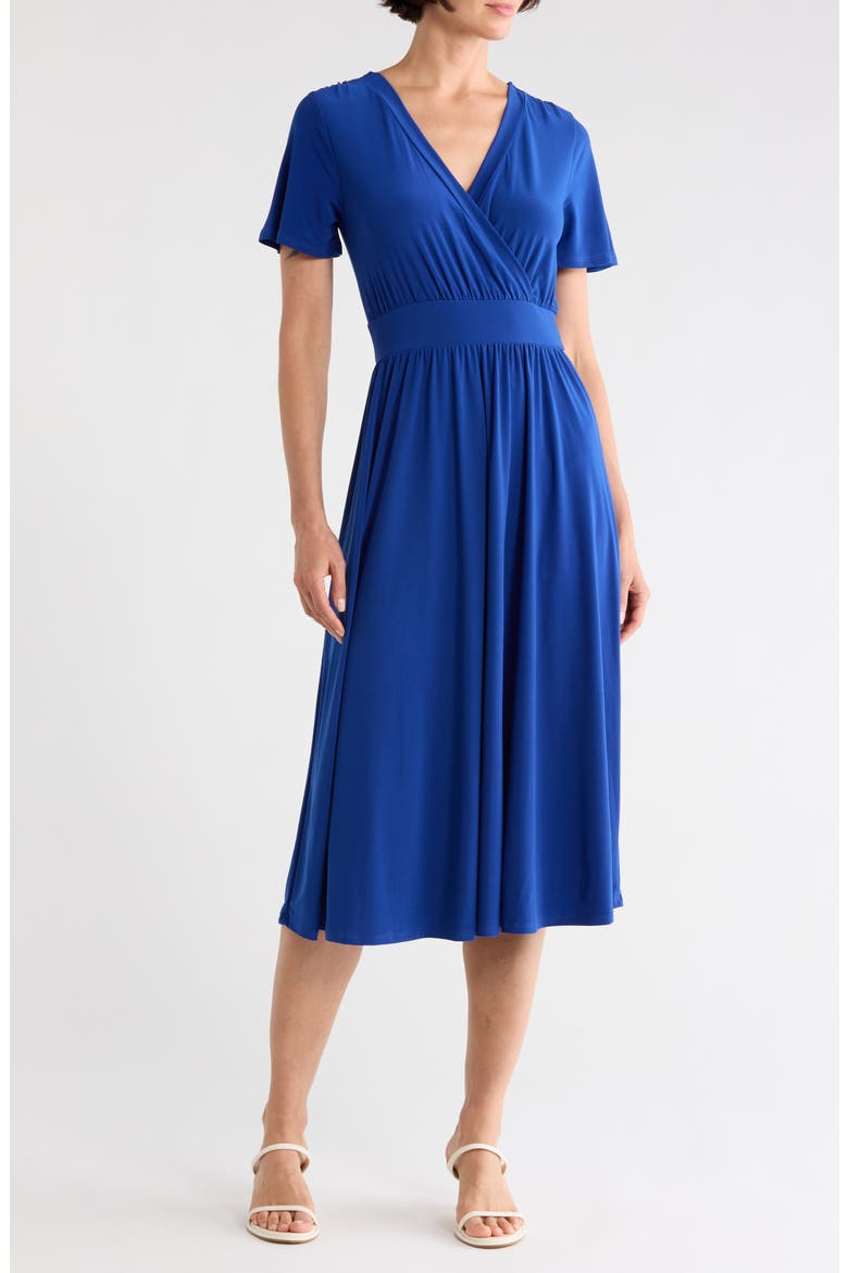 Knit Short Sleeve Midi Dress, Main, color, ROYAL