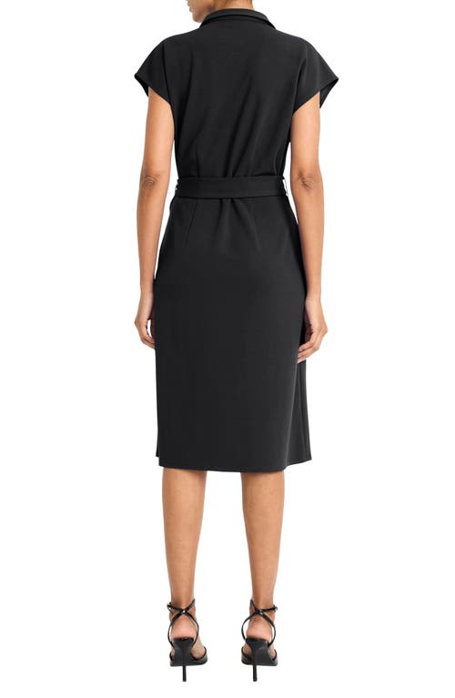 Maggy London Collared Midi A-line Dress In Black