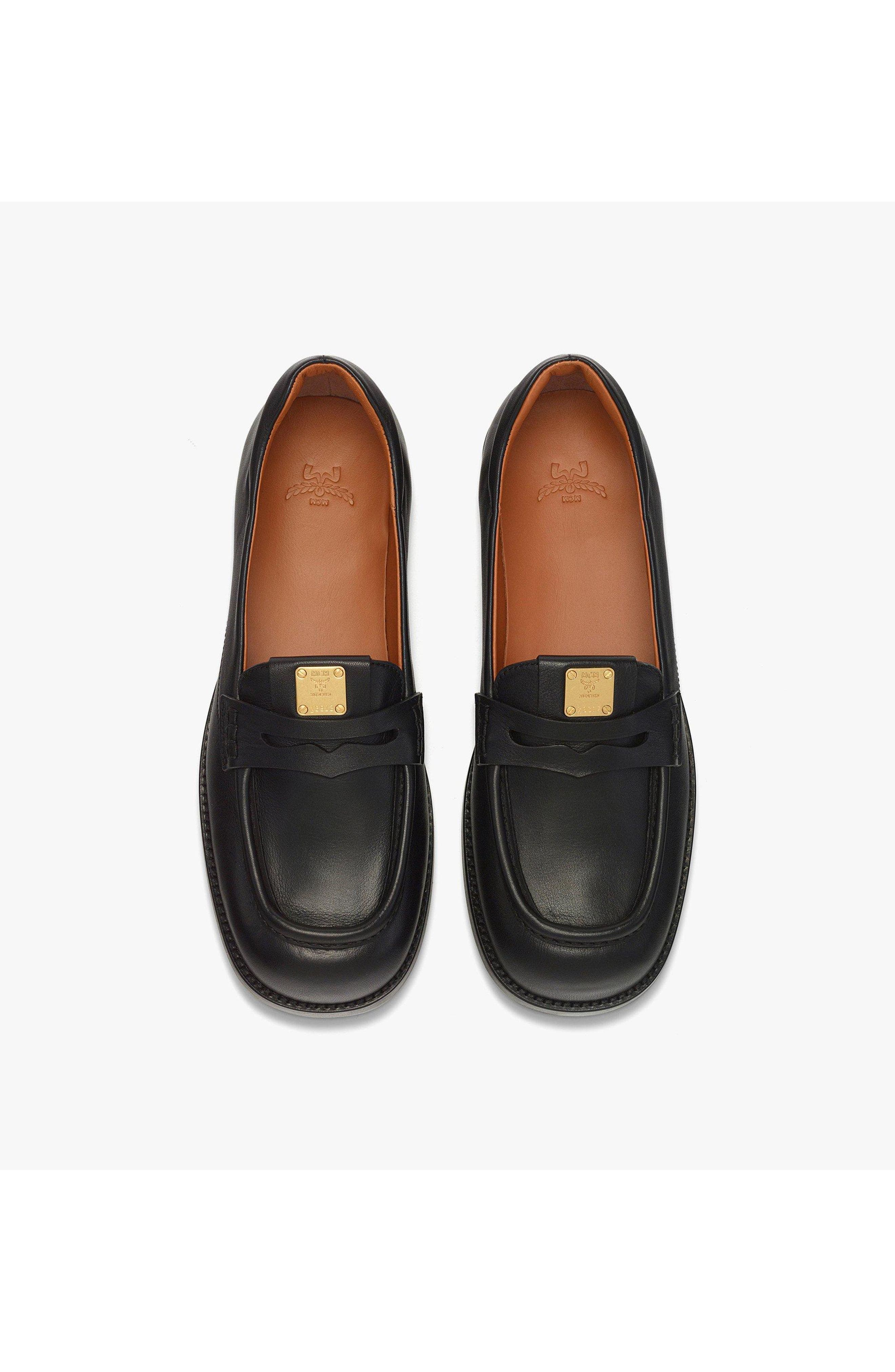 Women's Brass Plate Loafers in Calfskin, Alternate, color, Black
