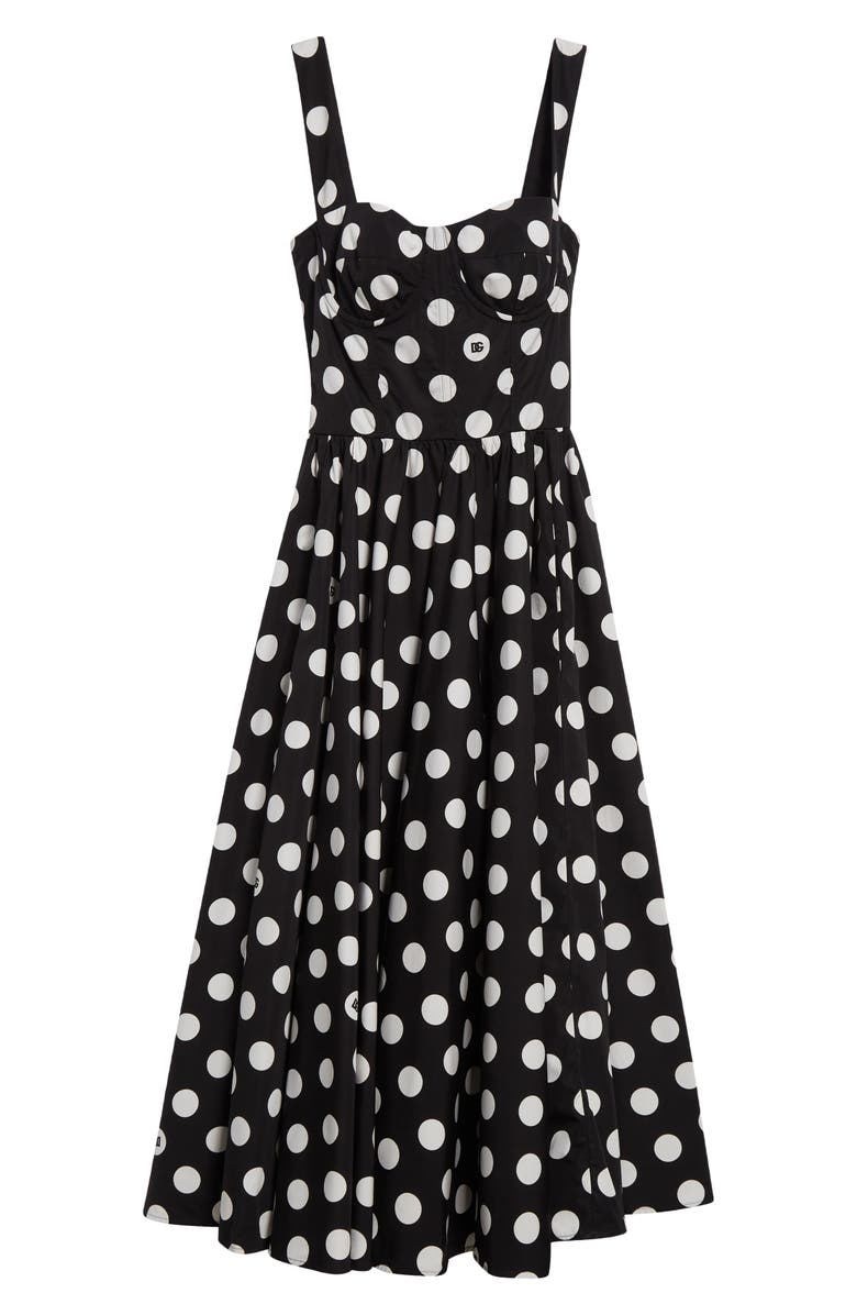 Dolce&Gabbana Polka Dot Stretch Cotton Corset Sundress, Alternate, color, Hnzsw Pois Gr 2 8 F.nero