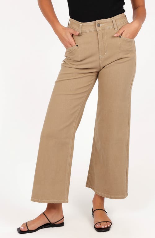 Petal And Pup Petal & Pup Parson Topstitch Detail Crop Wide Leg Pants In Brown
