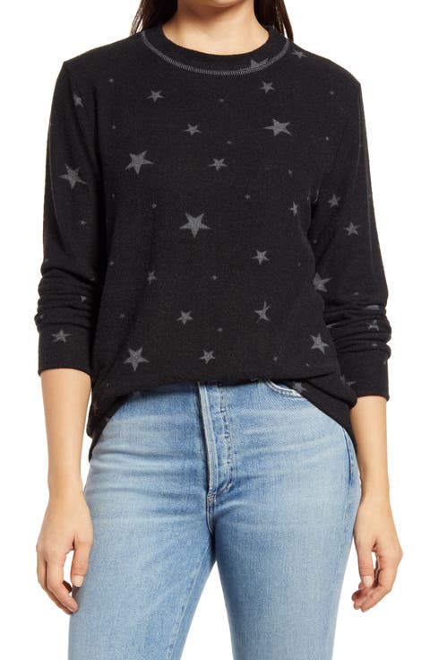 Star Print Crewneck Sweater
