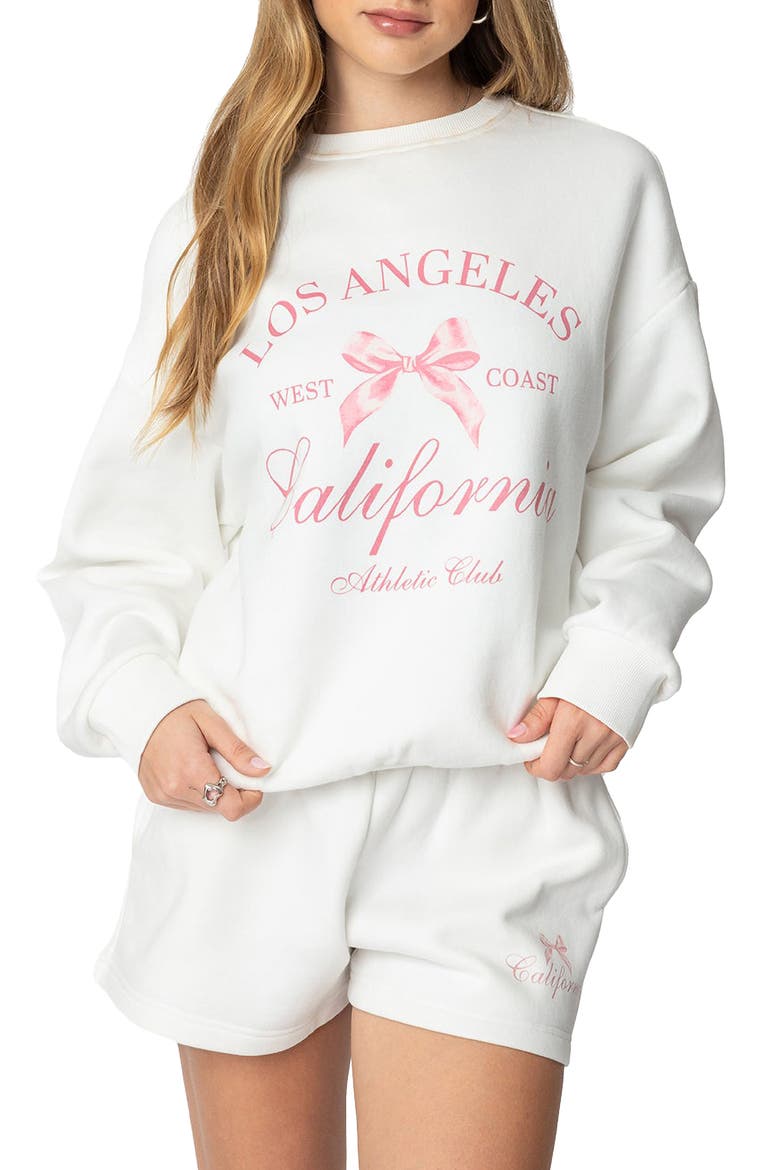 Cali Bow Graphic Sweatshirt, Main, color, WHITE