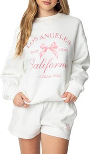 EDIKTED Cali Bow Graphic Sweatshirt
