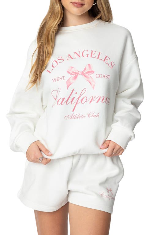 Edikted Cali Bow Graphic Sweatshirt In White