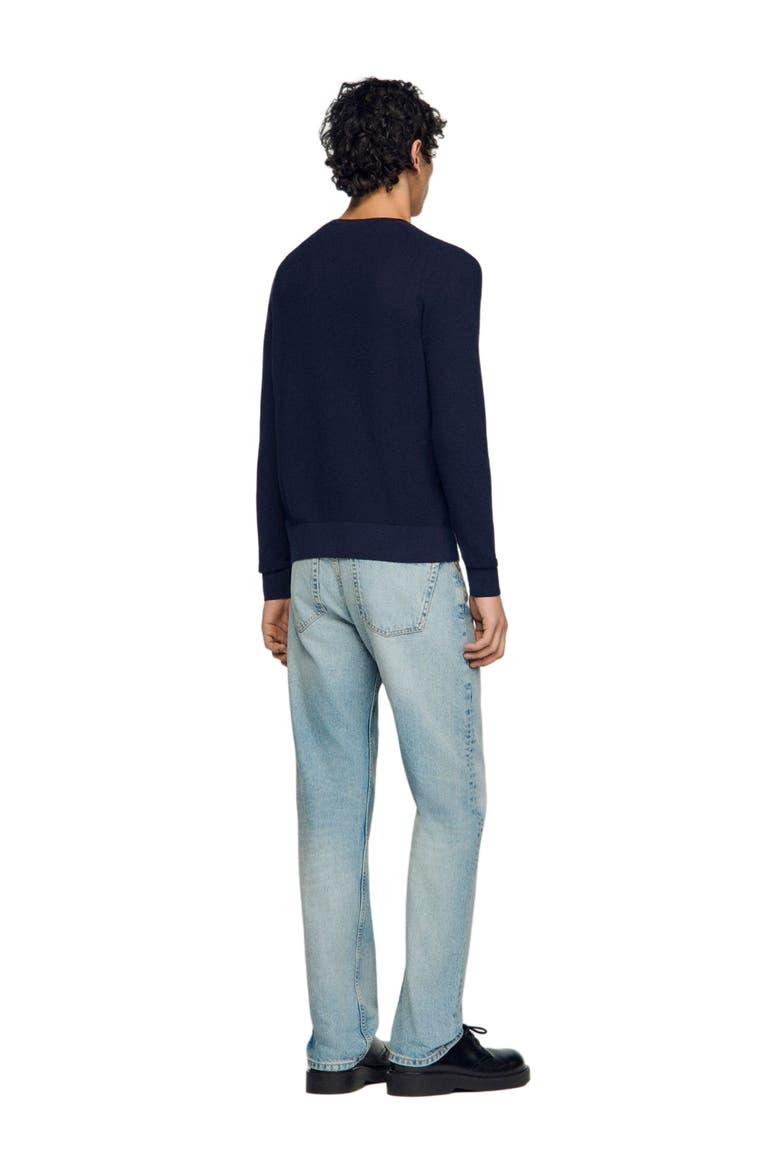Textured knit sweater, Main, color, Navy blue