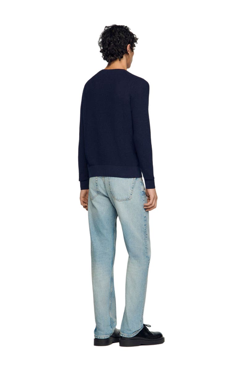 SANDRO Textured knit sweater, Main, color, Navy Blue