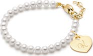 Tiny Blessings 14K Gold 4mm Cultured Pearls & Engraved Initial 6.25" Bracelet