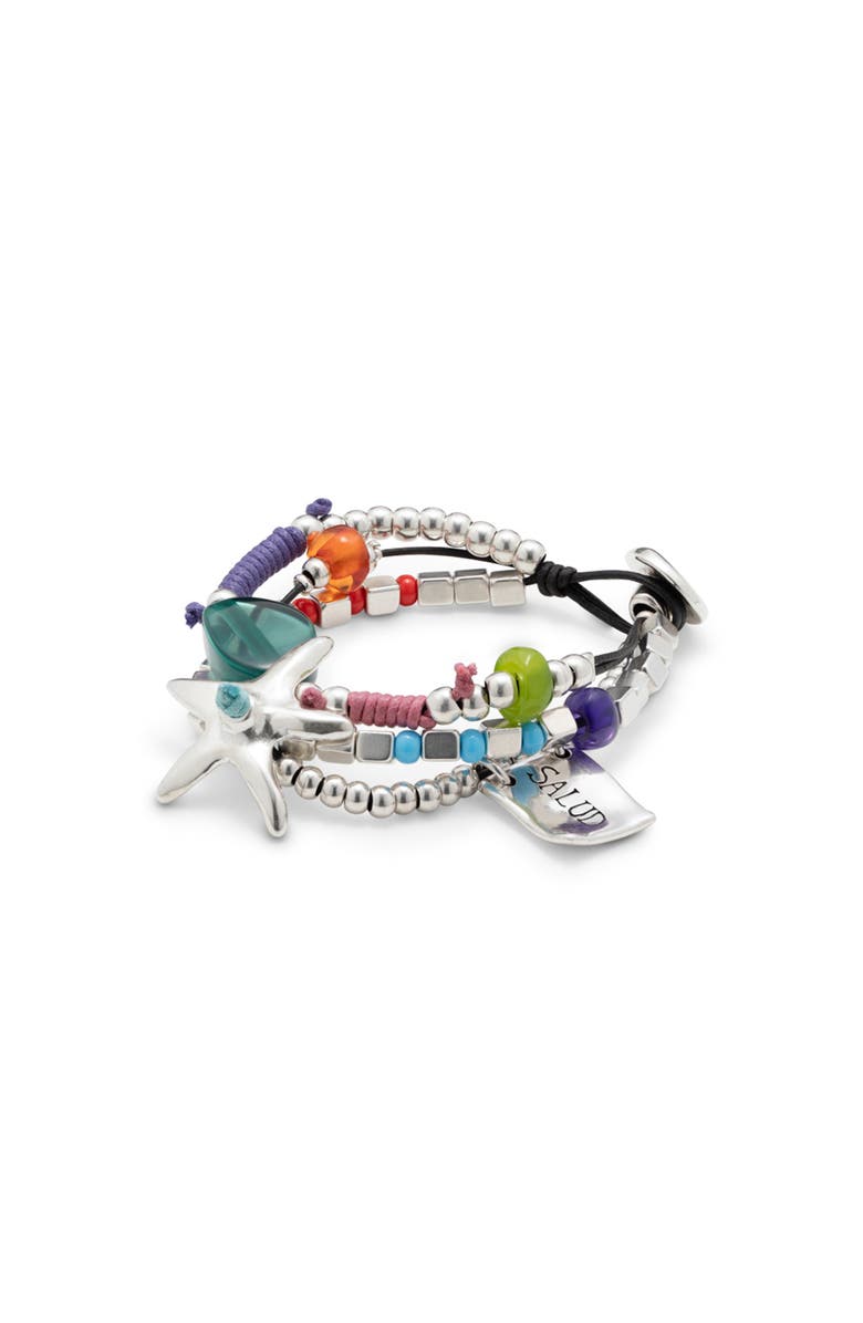 UNODE50 Silver-plated beaded bracelet with beads and a star, Alternate, color, Silver