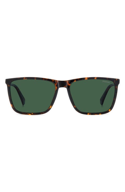 58mm Polarized Rectangular Sunglasses