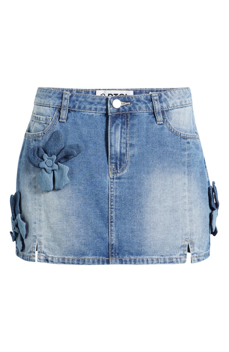 PTCL Leda Floral Appliqué Denim Miniskirt, Alternate, color, Indigo