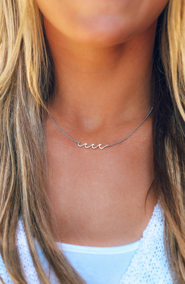 Pura Vida Delicate Wave Pendant Necklace, Alternate, color,