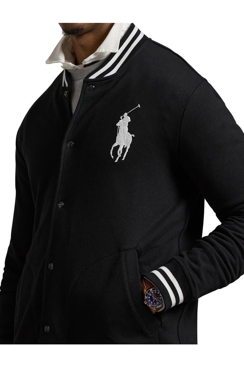 Big & Tall Big Pony Fleece Baseball Jacket, Alternate, color, POLO BLACK