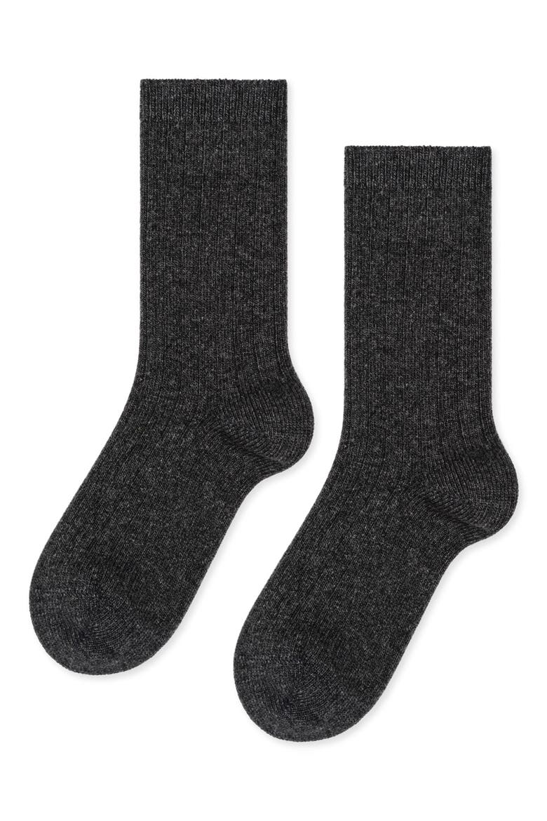Rib Cashmere Blend Crew Socks, Main, color, CHARCOAL