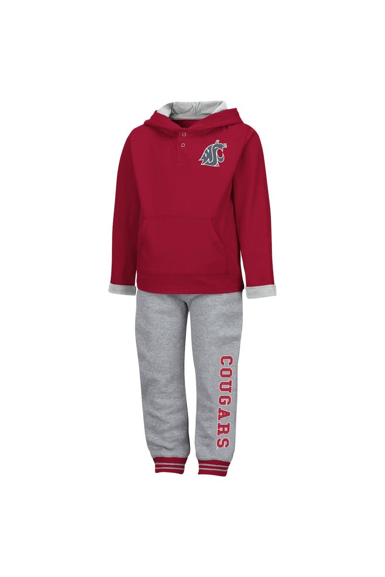 Toddler Colosseum Crimson/Heathered Gray Washington State Cougars Poppies Pullover Hoodie and Sweatpants Set, Alternate, color, Crimson