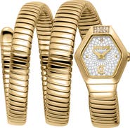 Just Cavalli Romina Snake Wraparound Bracelet Watch, 22.5mm x 28.5mm