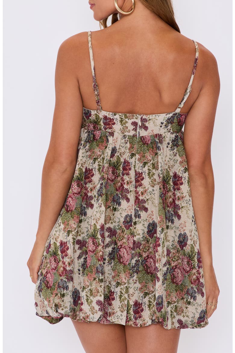 Hallie Floral Brocade Bubble Hem Minidress, Alternate, color, TAUPE MUTLI