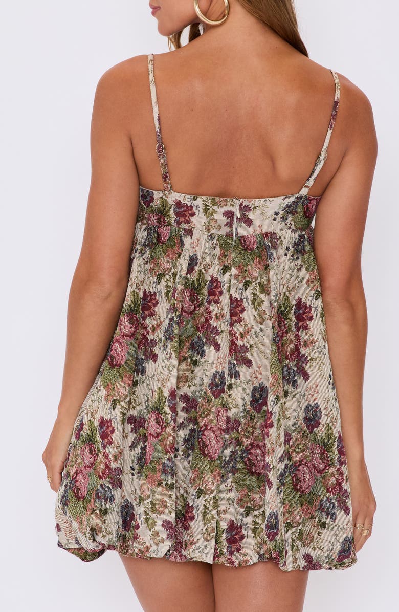 VICI Collection Hallie Floral Brocade Bubble Hem Minidress, Alternate, color, Taupe Mutli