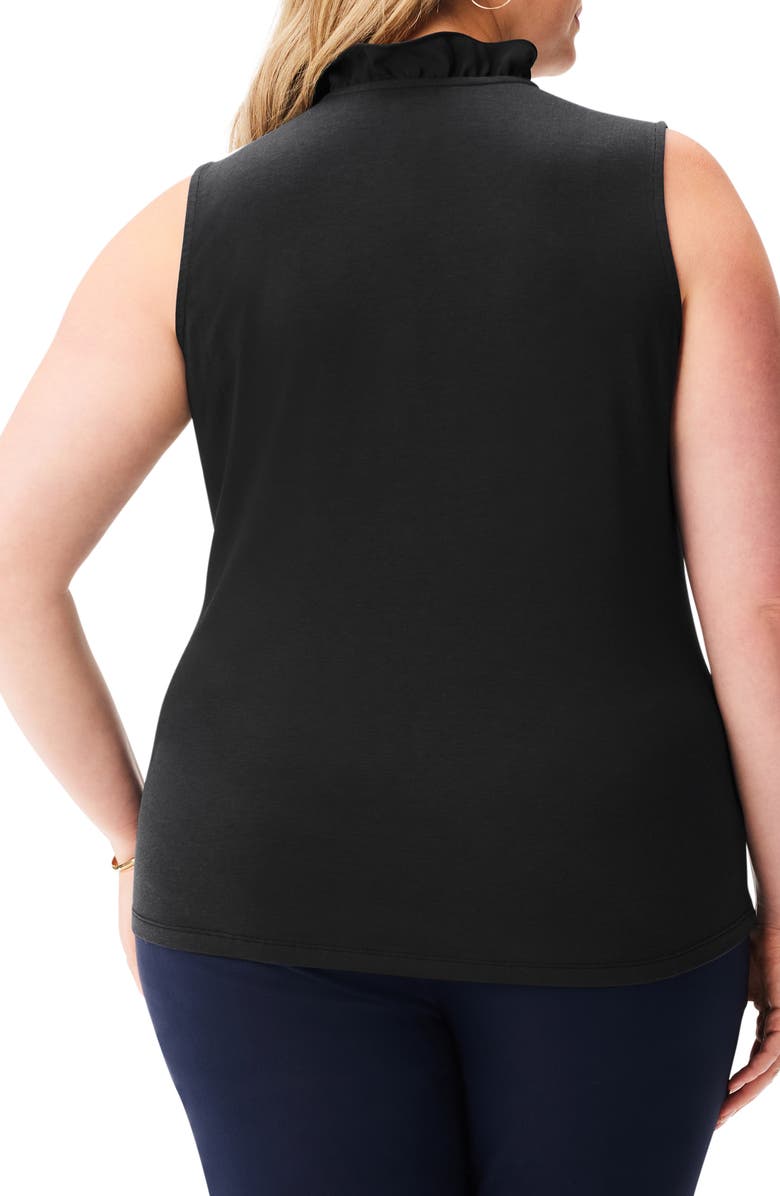 NIC+ZOE Ruffle Around Mixed Media Sleeveless Top, Alternate, color, Black Onyx