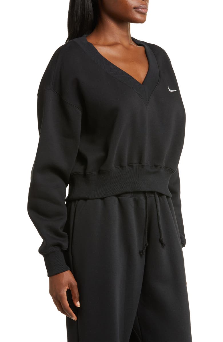 Nike Sportswear Phoenix Fleece V-Neck Crop Sweatshirt, Alternate, color, 