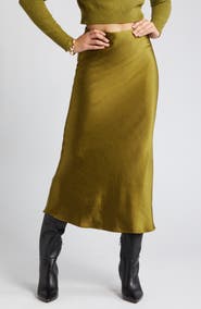 Open Edit Satin Column Maxi Skirt