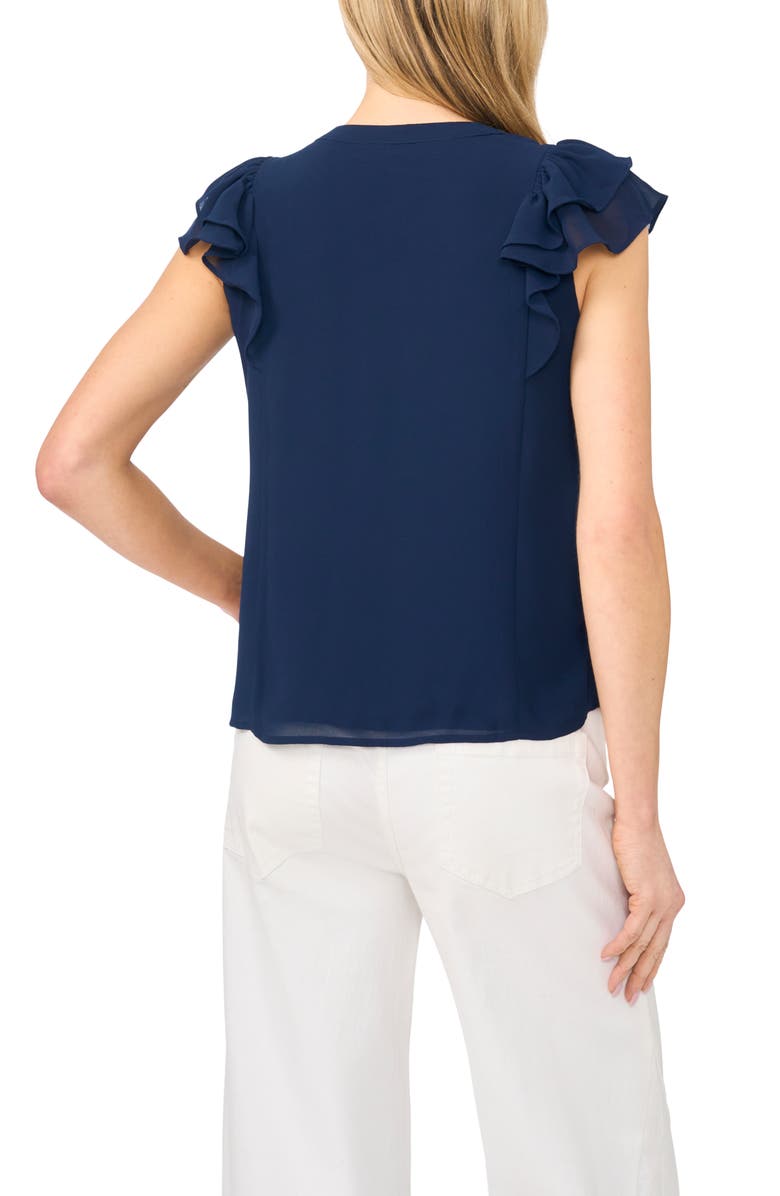 CeCe Ruffle Sleeve Pintuck Top, Alternate, color, Classic Navy