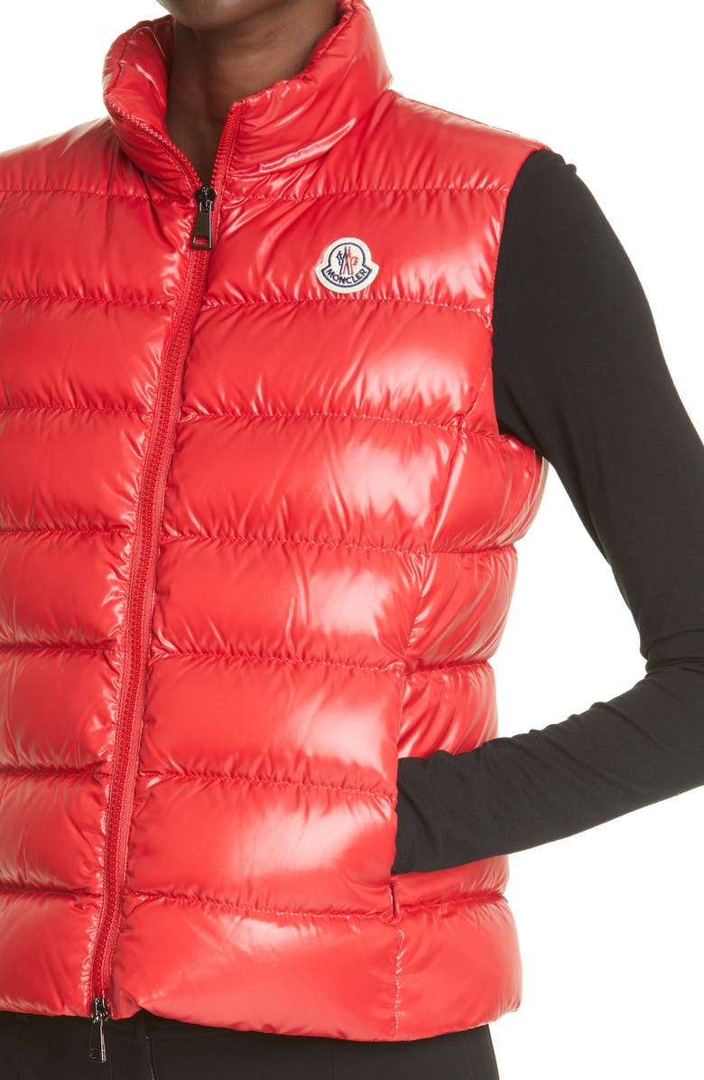 Moncler Ghany Water Resistant Down Puffer Vest, Alternate, color, Red