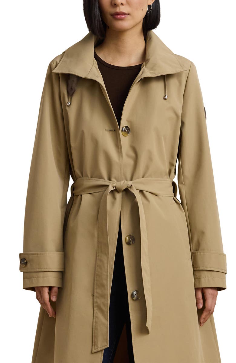 Lauren Ralph Lauren Belted Coat with Removable Hood, Alternate, color, Birch Tan