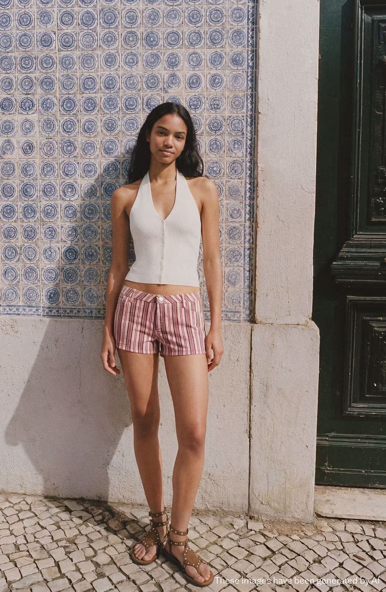 MANGO TEEN Striped Mini Shorts, Alternate, color,