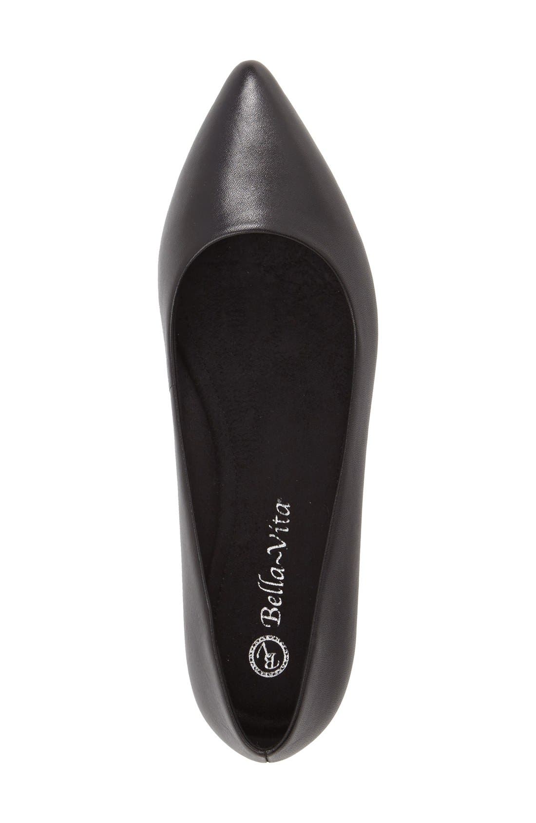 Vivien Pointed Toe Flat, Alternate, color, BLACK LEATHER