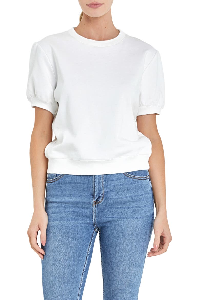 Short Sleeve French Terry Sweatshirt, Main, color, WHITE