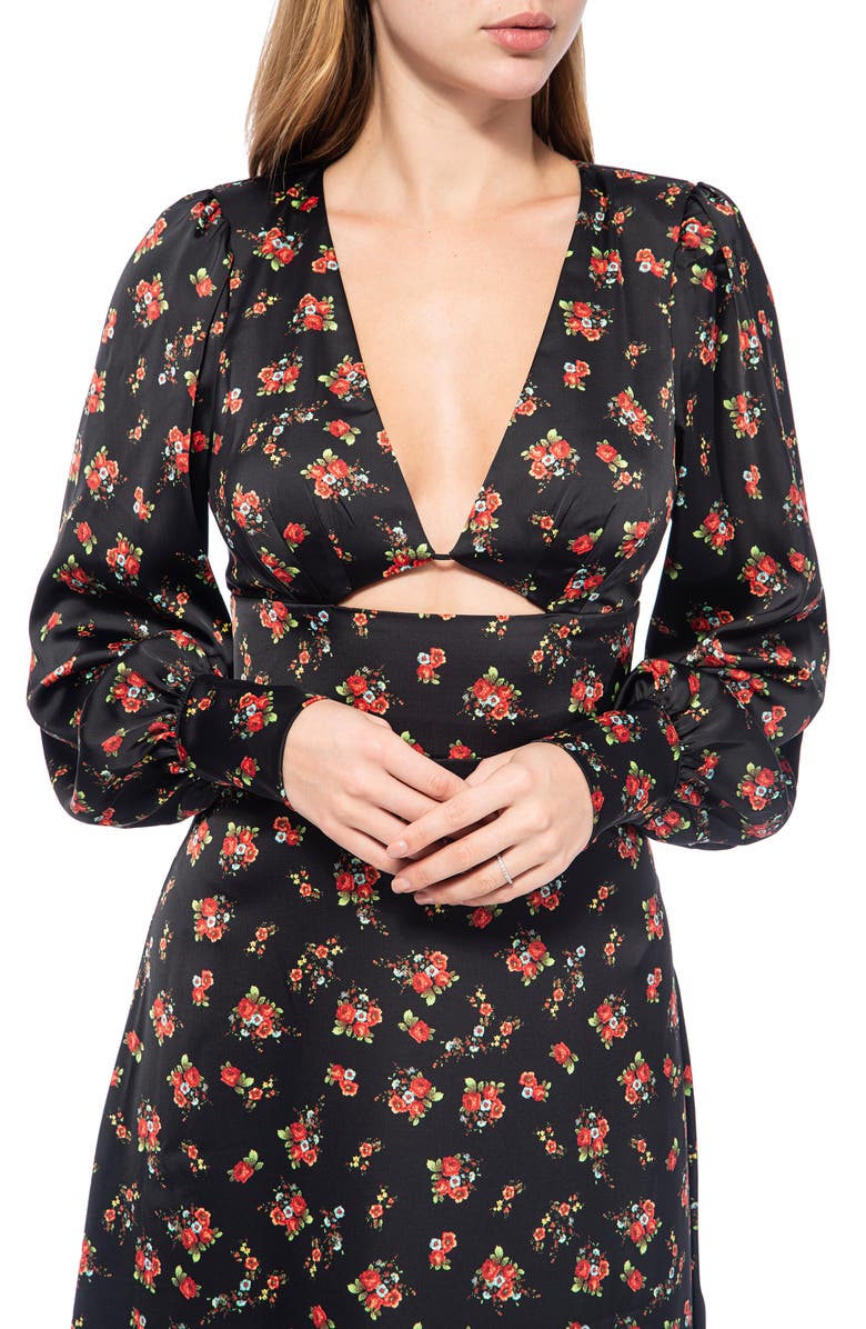 AFRM Viola Cutout Long Sleeve Midi Dress, Alternate, color, 