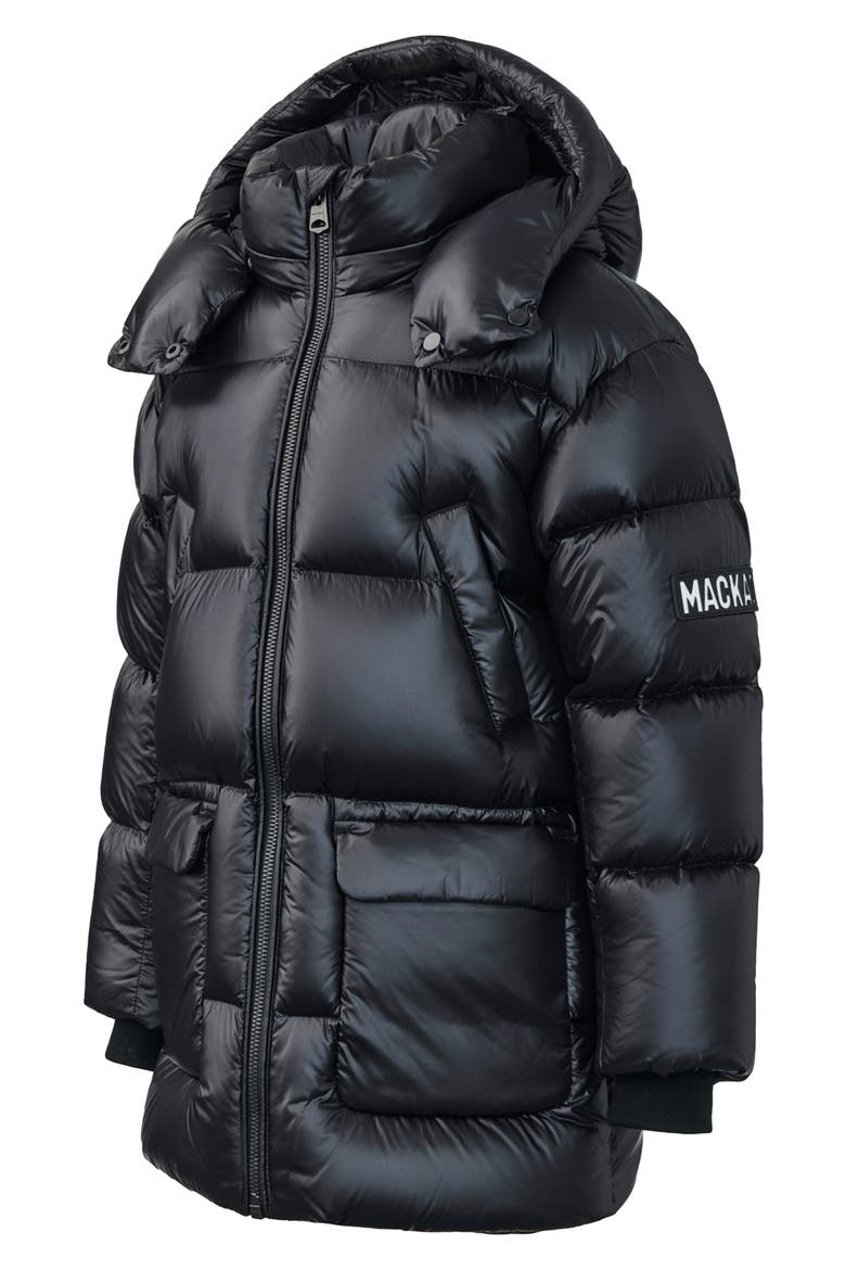 Kennie Down Hooded Puffer Coat, Alternate, color, BLACK