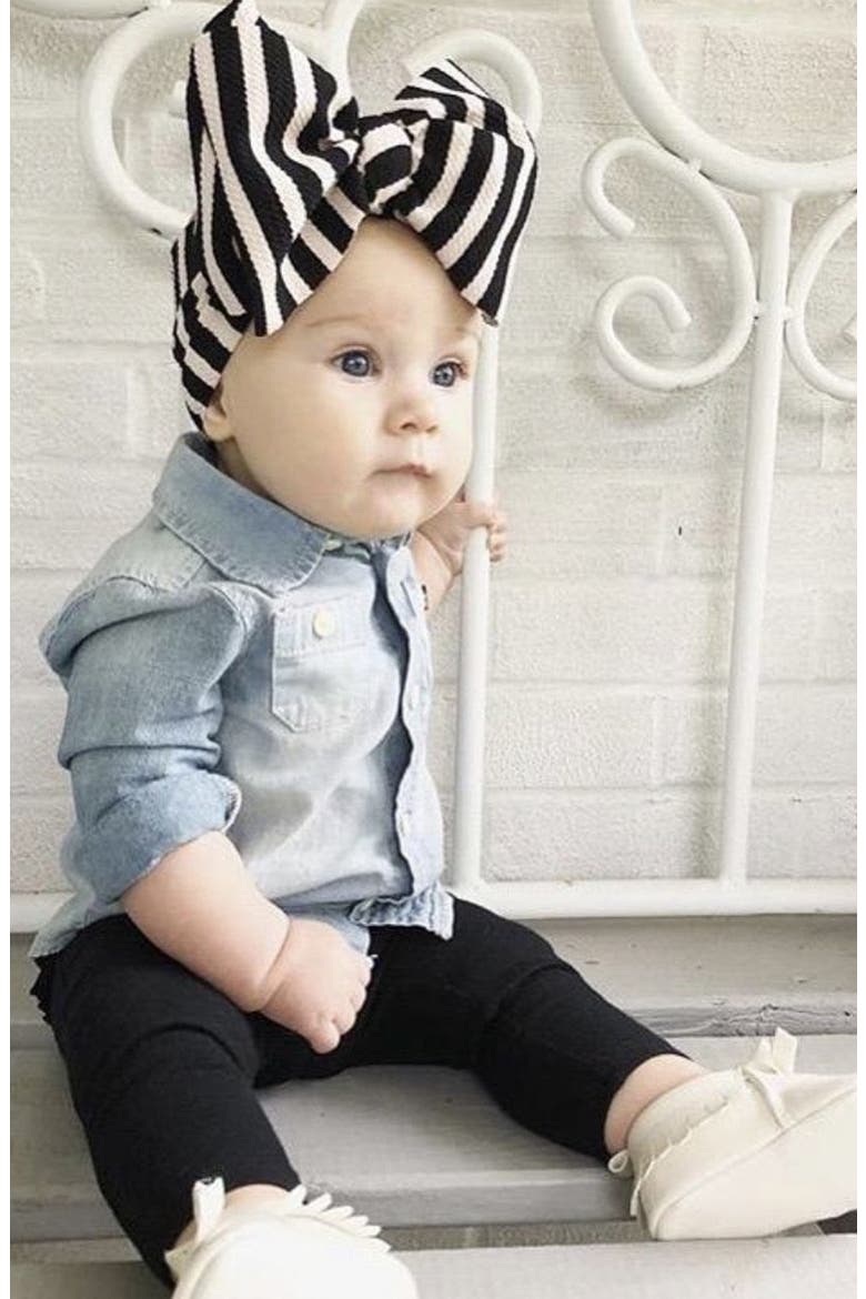 Mini Prep Stripes Stretch Head Wrap, Alternate, color, BLACK AND WHITE