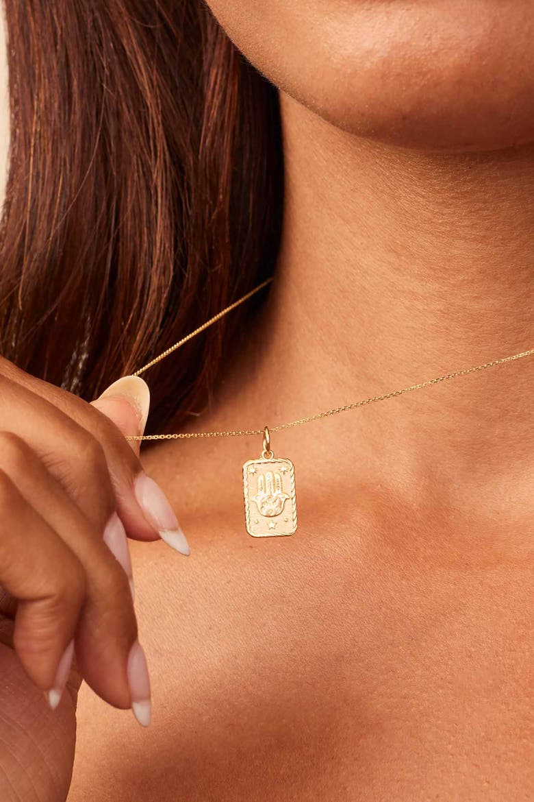 14K Yellow Gold Hamsa Pendant Charm, Alternate, color, Yellow Gold