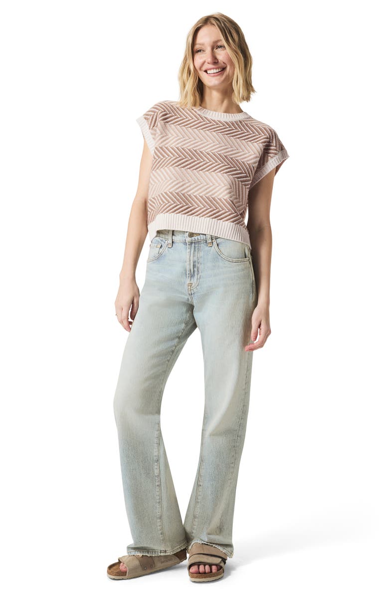 Splendid Mary Kate Chevron Stripe Short Sleeve Sweater, Alternate, color,