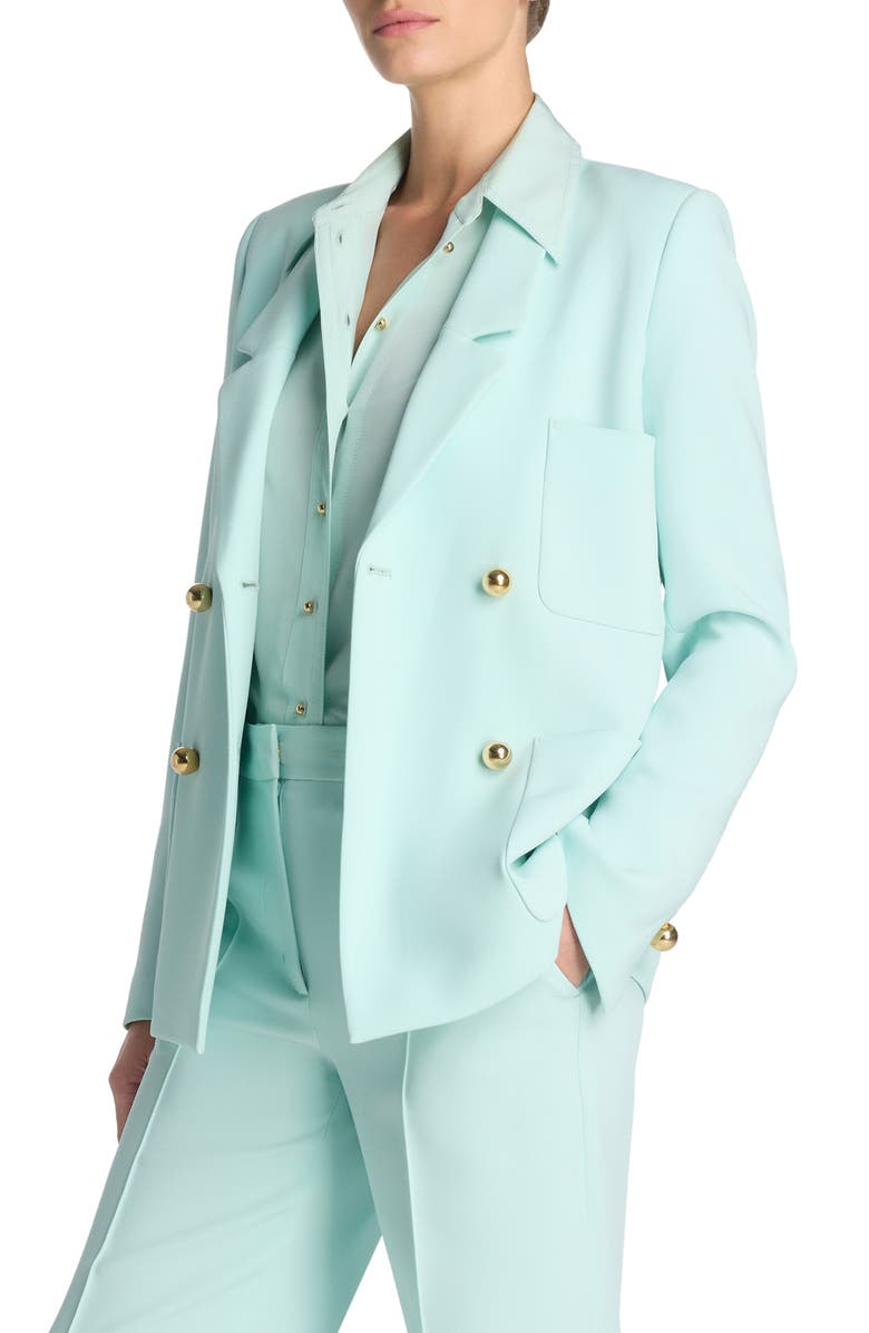 ST. JOHN Double Breasted Italian Stretch Cady Blazer, Alternate, color, 