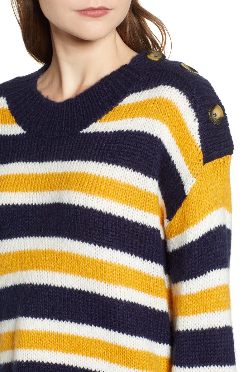BP. Button Shoulder Stripe Sweater, Alternate, color, 